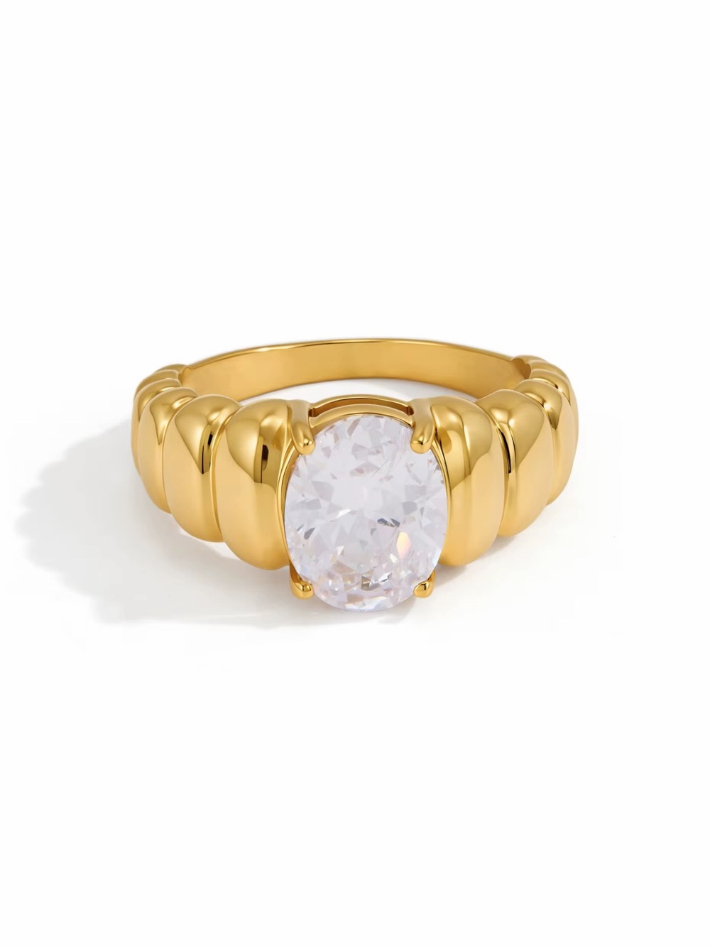 SIZE 7 | 18K Gold Plated Chunky Cubic Zirconia Ring
